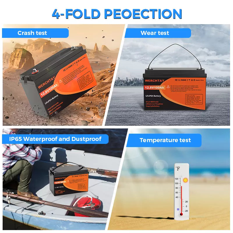 WERCHTAY LiFePO4 12V 100Ah Lithium Batterie 12V 100ah mit Smart BMS Low Temperature Schutz und Max15000 Zyklens,2560Wh Autobatterie für Wohnmobil ,Boot,Camping,Solarpanel (12.8V 100AH WERCHTAY LiFePO4 12V 100Ah Lithium Batterie 12V 100ah mit Smart BMS Low Temperature Schutz und Max15000 Zyklens,2560Wh Autobatterie für Wohnmobil ,Boot,Camping,Solarpanel (12.8V 100AH