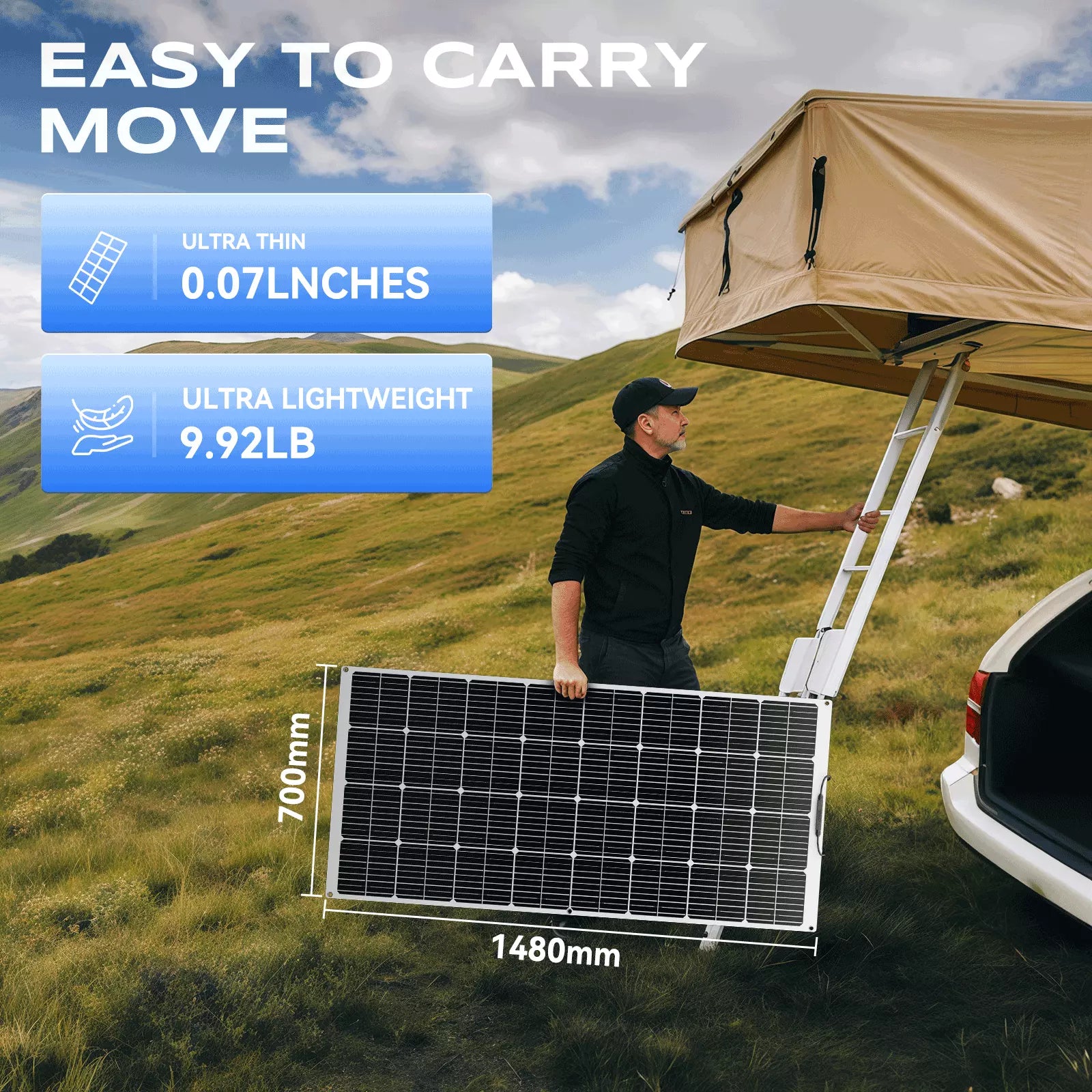 zelt mit solardach Leichtes und langlebiges flexibles 200-W-Solarmodul für den Außenbereich