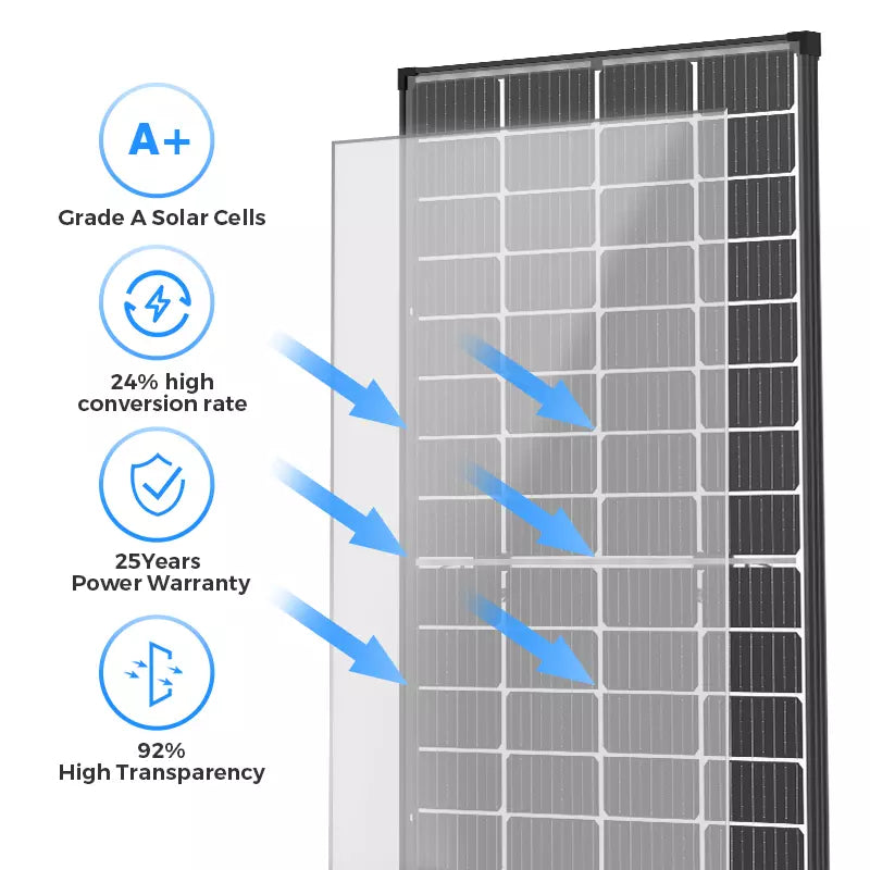 Solar Array 200w 200W Bifacial Solar Panel 12V Solar Battery Off-Grid Solar Power Panel