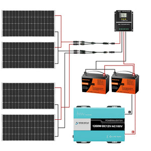 800W 12V (200W*4) Complete MPPT Off Grid Solar Kit