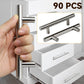 30/60/90pcs t-bar cabinet pulls, polished metal finish, 5 inch stainless steel handles for kitchen cabinets, closets, drawers