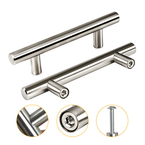 30/60/90pcs t-bar cabinet pulls, polished metal finish, 5 inch stainless steel handles for kitchen cabinets, closets, drawers