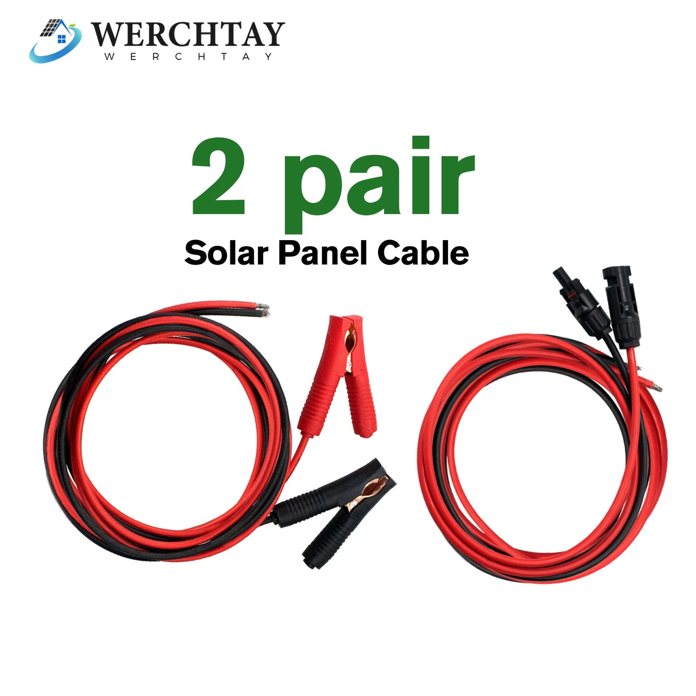 2 Pairs Solar Panel Extension Cable Silicone Flexible Wire Female Male Connector