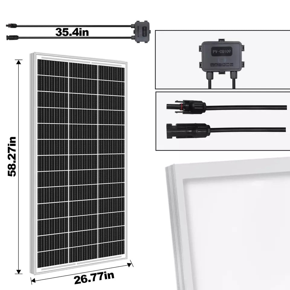 100w solar panel size